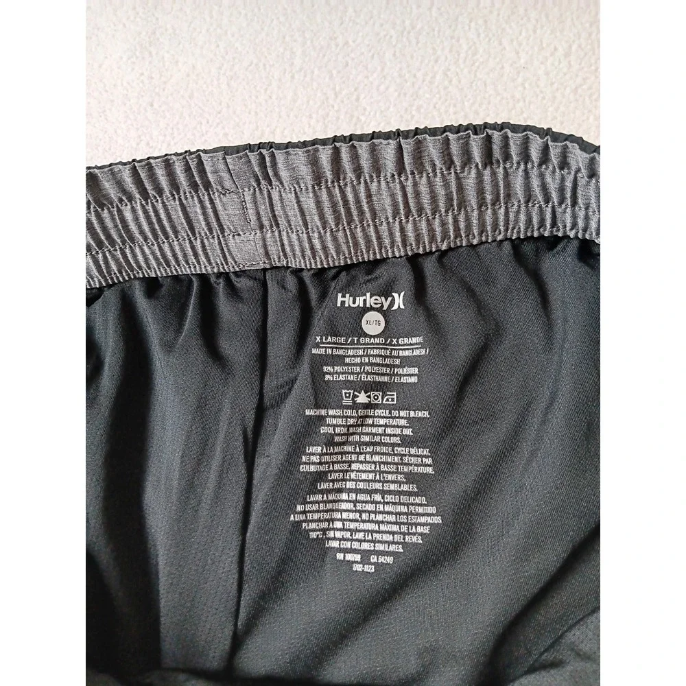 Hurley Mens Board Shorts XL Gray Rainbow Logo Swim Trunks Elastic Waist Pocket
